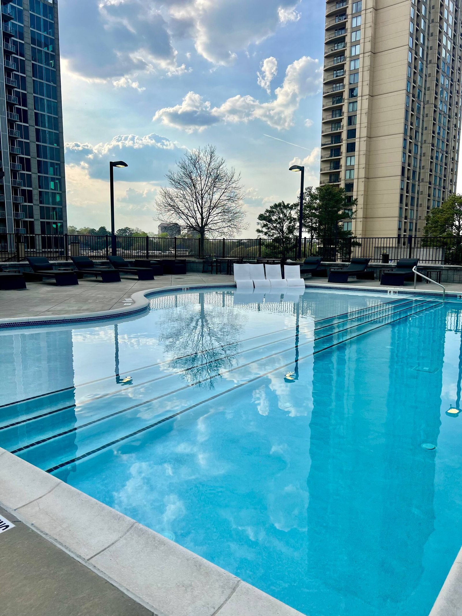 Building pool deck between the towers